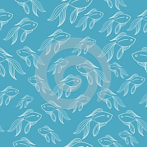 Seamless blue fish pattern 2 vector illustration