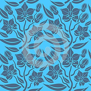 Seamless blue floral pattern, vector. Endless texture can be used for wallpaper, pattern fills, web page background, surface t photo