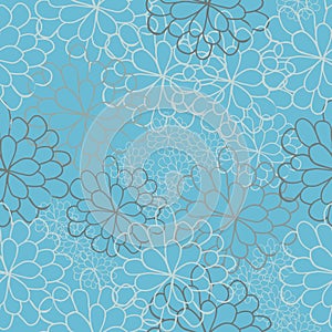Seamless Blue Floral Pattern. Vector Illustration. Fabric, textile, gift wrapping, wallpaper, background design