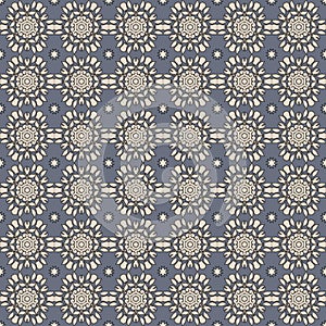 Seamless Blue & Grey Damask Wallpaper Pattern