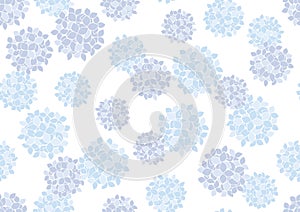 Seamless Blue Hydrangea Pattern Vector Illustration Isolated On A White Background. Horizontally And Vertically Repeatable.