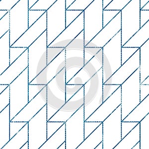 Seamless blue ink pen crosshatch blueprint pattern