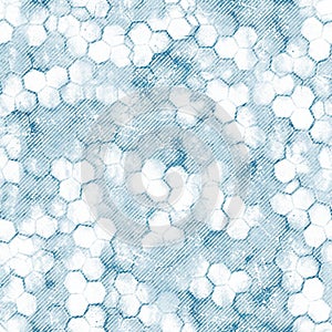 Seamless blue ink pen crosshatch blueprint pattern