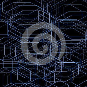 Seamless Blue Line Hexagon - Wallpaper Backgrounds Collection