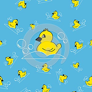 Seamless blue pattern with duck