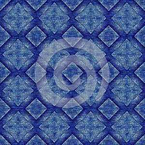 Seamless blue retro bricks patterns fractal shapes. Psychedelic texture of cube digital design for textile