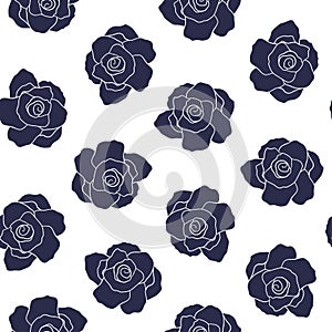 Seamless blue rose pattern