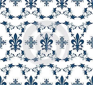 Seamless blue royal texture with fleur-de-lis