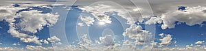 seamless blue sky 360 hdri panorama view with zenith and clouds for use in 3d graphics or game development as skydome or edit photo