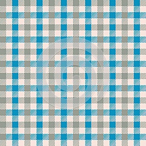 Seamless blue and taupe gingham vintage fabric textile pattern. Gingham check background.