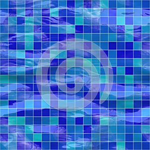 Seamless blue tiles, submerged