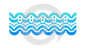Seamless Blue Water Wave Pattern Line, vector design Generative AI