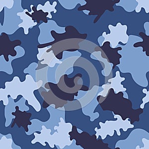 Seamless blue and white camouflage pattern vector.