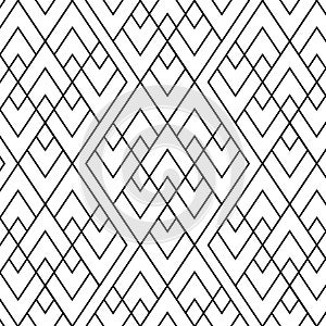 Seamless boho style pattern with outlined rhombus repeat