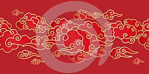 Seamless border with Chinese clouds