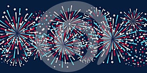 Seamless border with fireworks for Independence day photo
