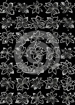 Seamless border monochrome flower, Ai generated