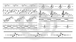 Seamless borders with music notes - vector musical frames