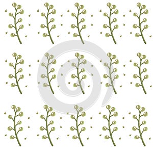 Seamless botanical pattern with green leaf branches