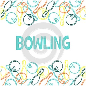 Seamless bowling pattern with skittles and bowling ba