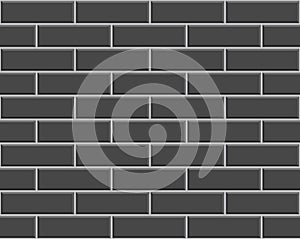 Seamless brick wall. Black rectangle brickwall. Kitchen background. Ceramic pattern. Cement backsplash