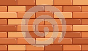 Seamless brick wall pattern vector background of red and orange clay bricks