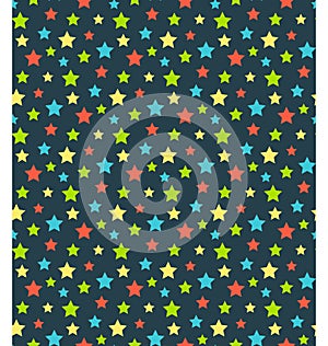 Seamless bright abstract pattern with stars isolated on blue