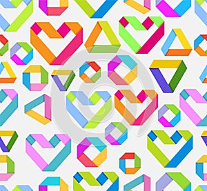 Seamless bright background with paper heart
