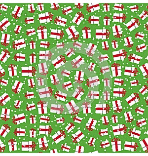 Seamless Bright Fun Christmas Winter Pattern with Gift Boxes in