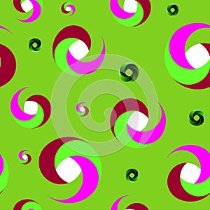 Seamless bright pattern on green background photo