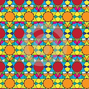 Seamless Bright Pattern in a Rectilinear Style. Background for Textile and Other Design Solutions