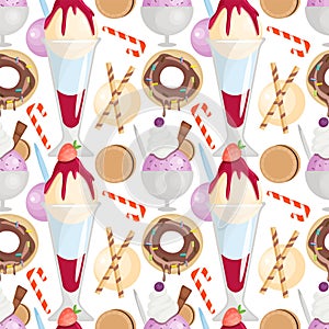 Seamless bright summer pattern with ice cream.