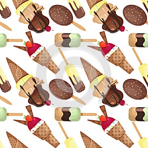 Seamless bright summer pattern with ice cream.