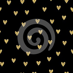 Seamless brilliant glitter hearts pattern