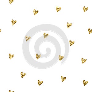 Seamless brilliant glitter hearts pattern