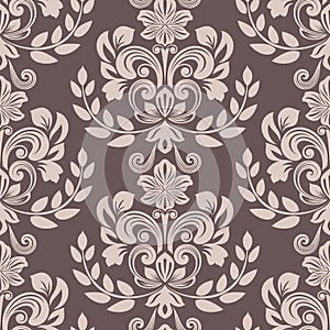 Seamless brown and beige floral wallpaper