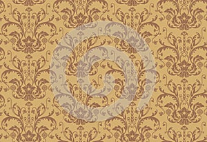 Seamless brown Damask Wallpaper pattern