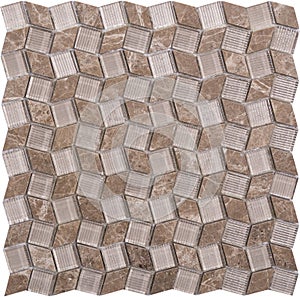 Seamless brown diamond-shaped marble and glass Mosaic pattern