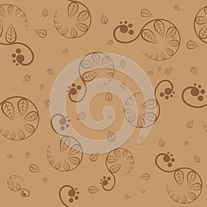 Seamless brown floral pattern. Vector
