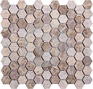 Seamless brown retro style hexagon marble Mosaic pattern