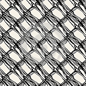 Seamless brushpen doodle pattern grunge texture.Trendy modern