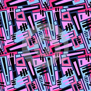 Seamless brushpen textile doodle pattern grunge texture.