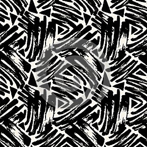 Seamless brushpen textile doodle pattern grunge texture