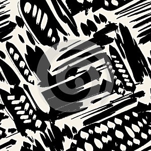 Seamless brushpen textile doodle pattern grunge texture