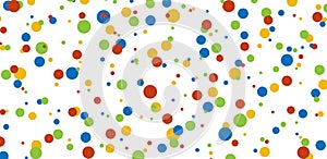 Seamless colourful bubble confetti background, bubbles on white background, Vector image