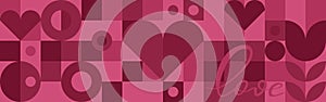 Seamless burgundy background with hearts for Valentine\'s Day.