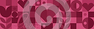 Seamless burgundy background with hearts for Valentine\'s Day.