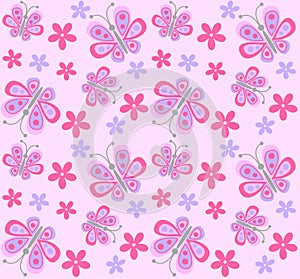 Seamless butterfly and flower pattern