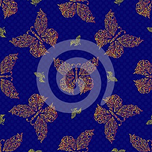 Seamless butterfly pattern. Vector illustration