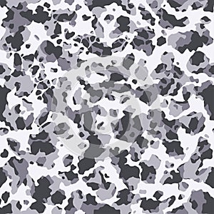 Seamless camouflage for army, hunting and other use.  Black and white snow camo texture. Military pattern for fabric print. Vector